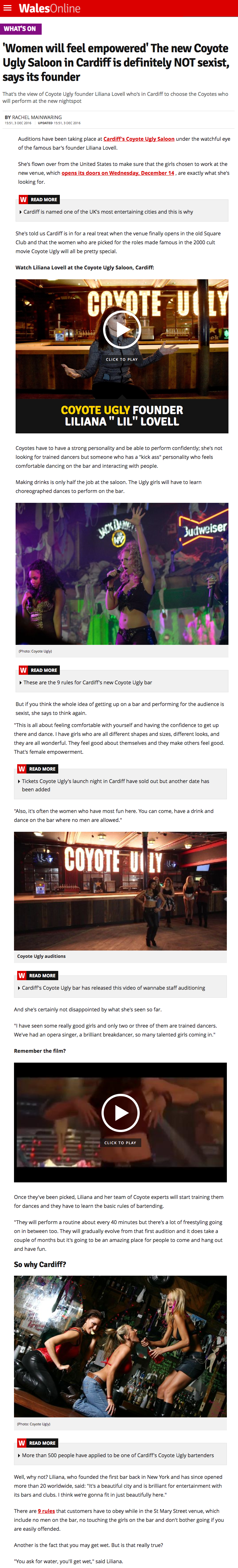Women will feel empowered The new Coyote Ugly Saloon in Cardiff is definitely NOT sexist says its founder Wales Online