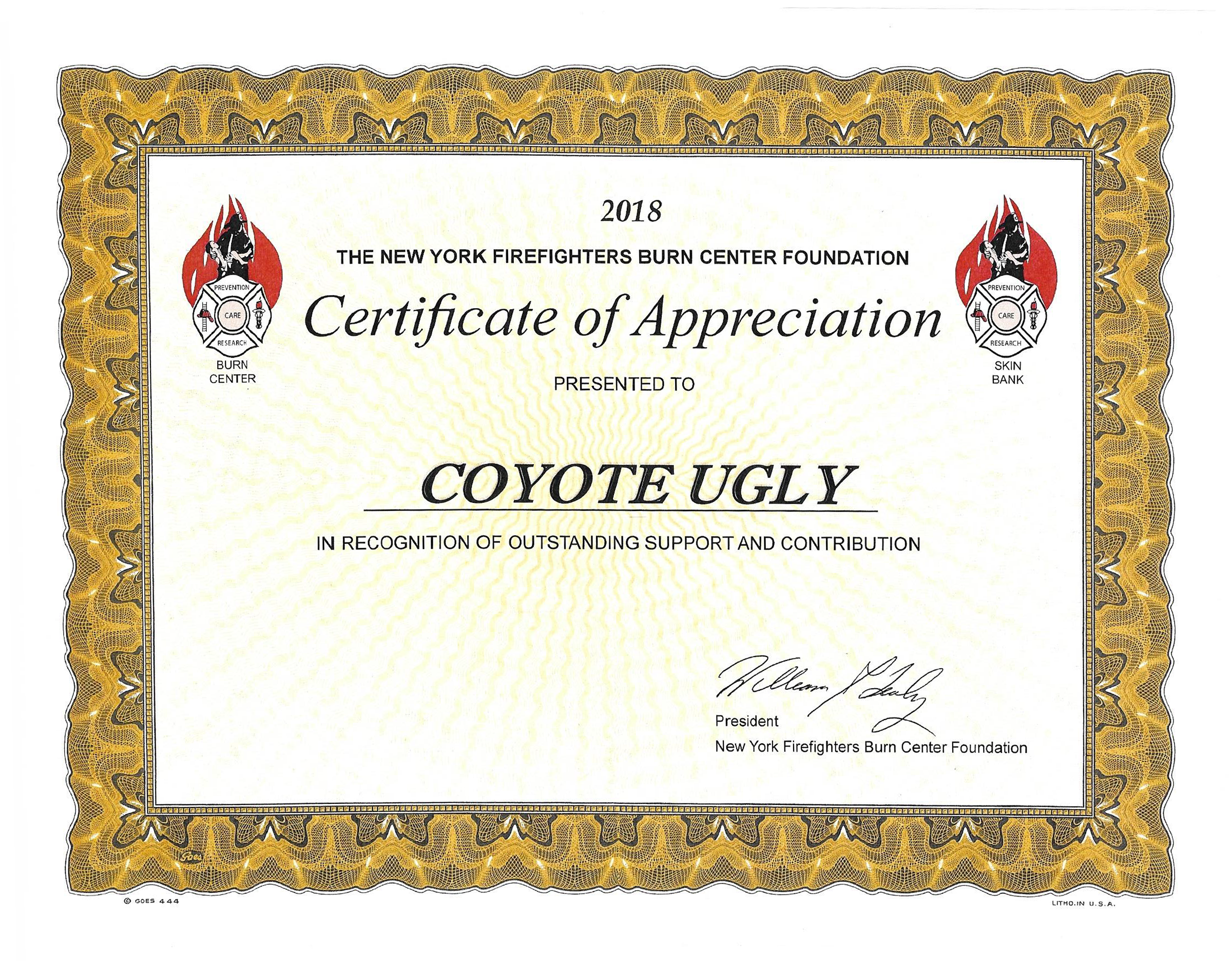 NYFD Certificate - New York