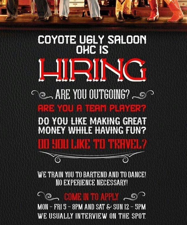 Coyote Ugly OKC is Hiring
