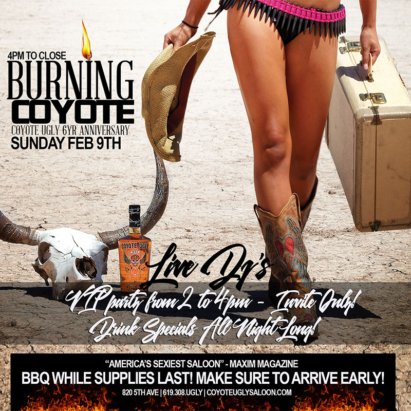 6 Year Anniversary – Burning Coyote in San Diego on February 9, 2020