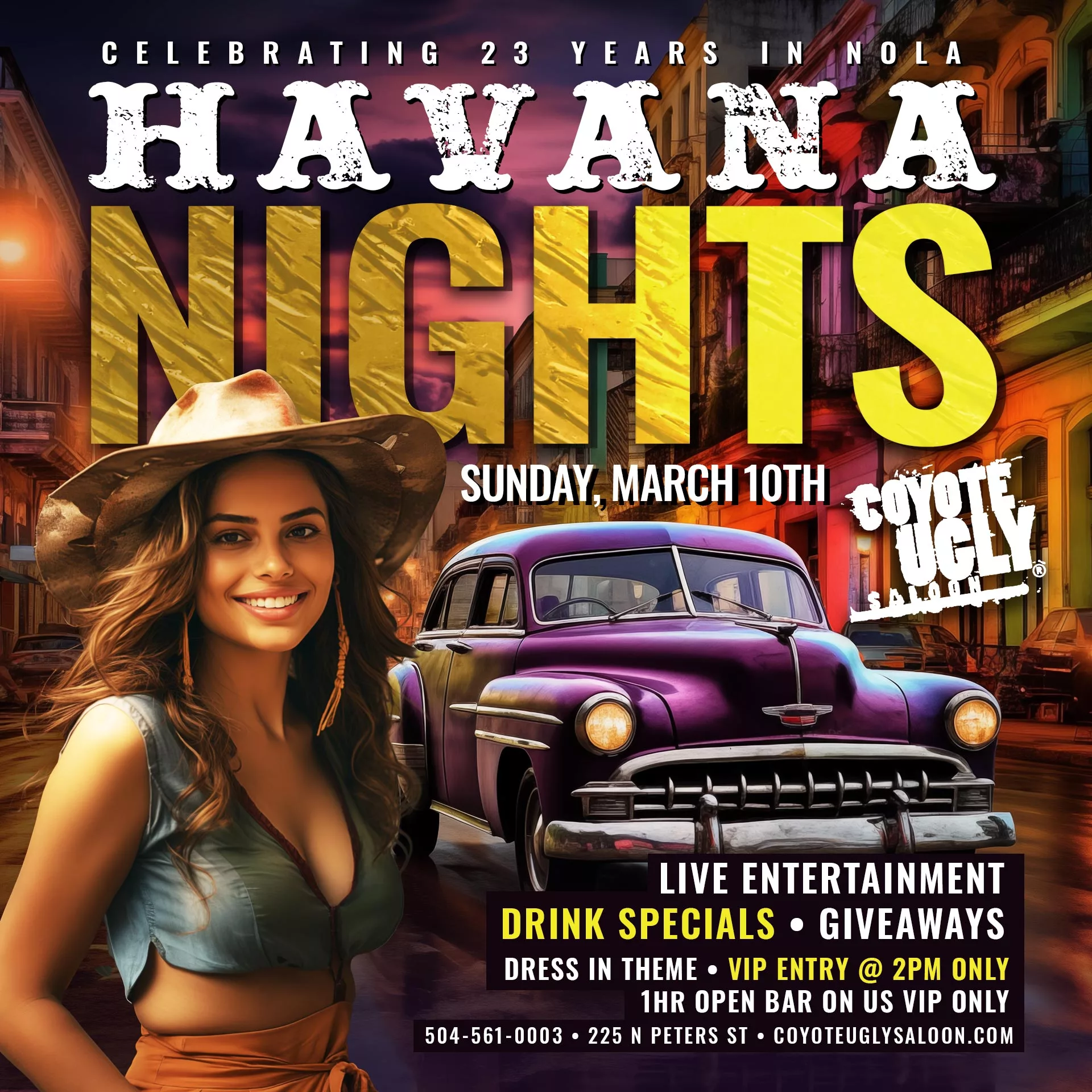 New Orleans: 23 Year Anniversary – Havana Nights: March 10, 2024