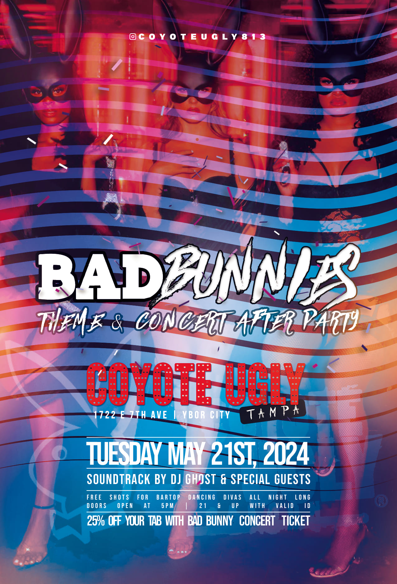 Tampa: Bad Bunnies – Theme and Concert After Party: May 21, 2024